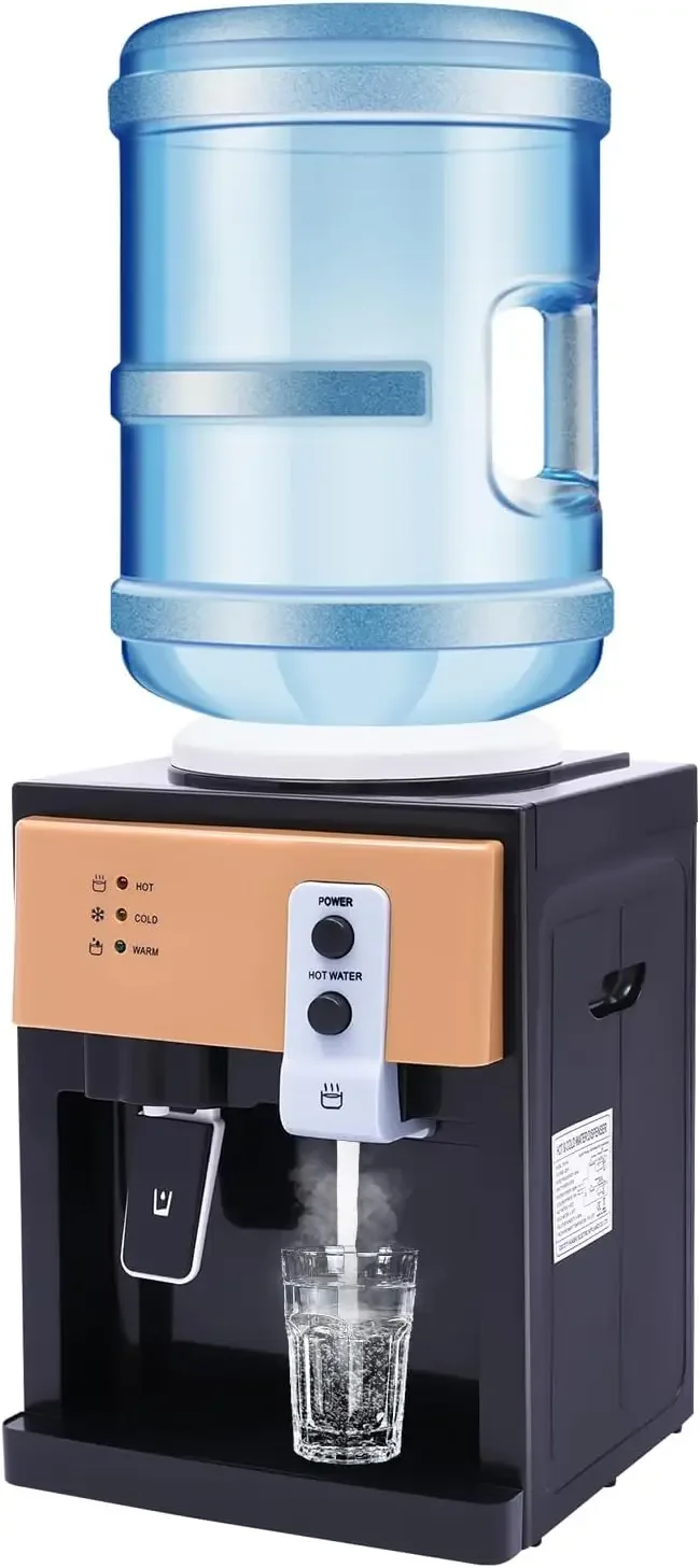 Electric Hot and Cold Water Dispenser, Free Standing Top Loading, One Button Start w/Removable Water Collection Tray, for Office