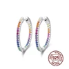 QooLady Multicolor Rainbow Round Hoop Earrings for Women 925 Sterling Silver Cubic Zirconia Daily Party Jewelry Gifts SE032 1