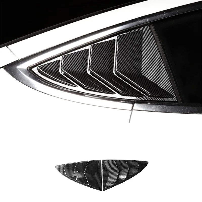

2pcs Car Side Vent Window Scoop Louver Trim For Tesla Model 3 2017 2018 2019 2021 Carbon Fiber Gloss Black