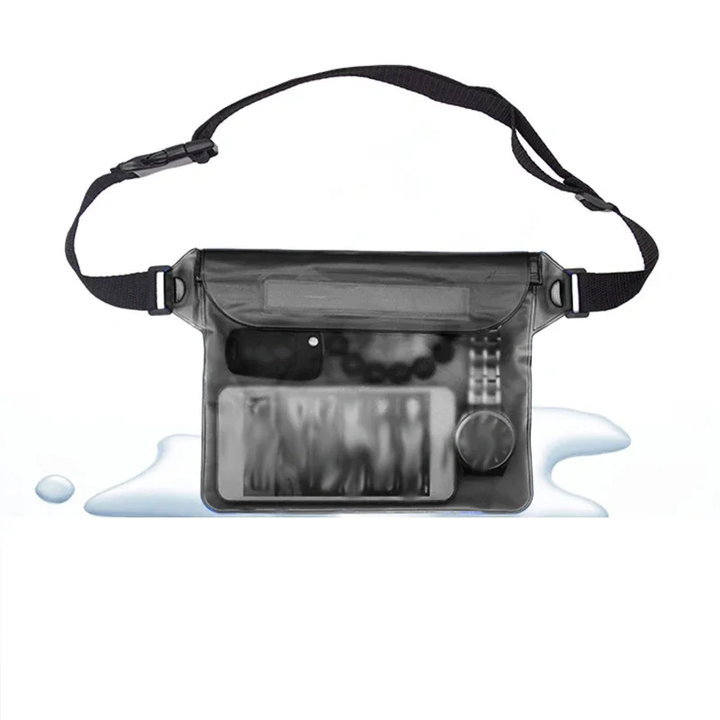 Three Layer Sealed Waterproof Bag with Touch Screen and Adjustable Waistband for Underwater Protection