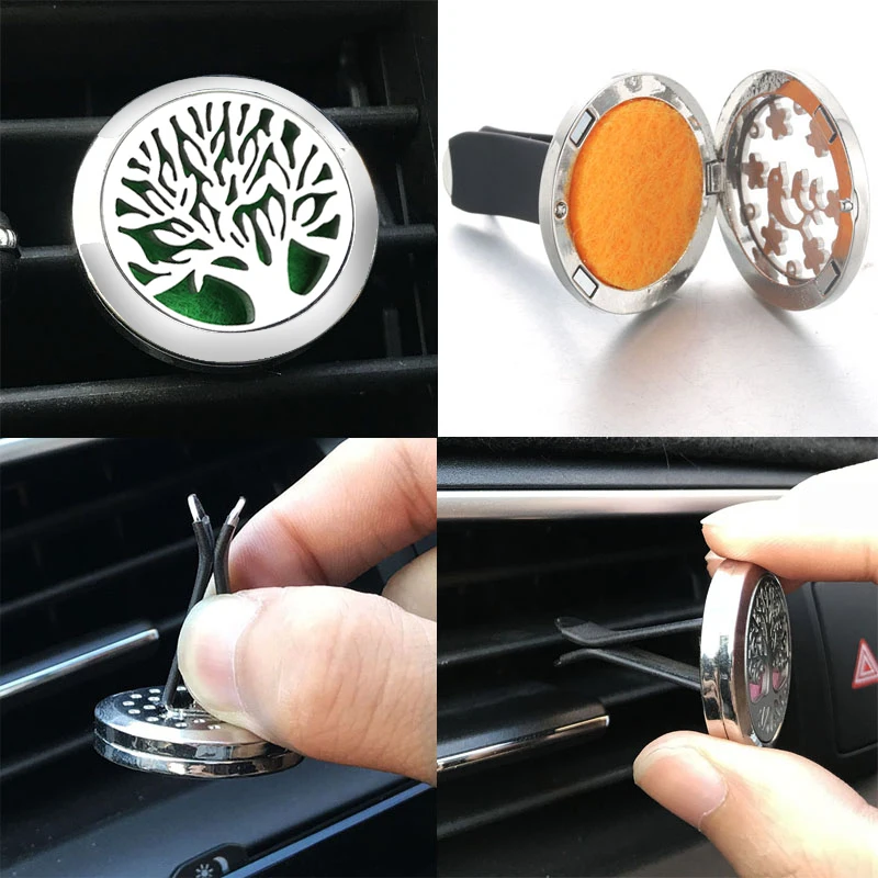 eModwey Diffusore Di Oli Essenziali Per Aromaterapia Per Auto, Clip Aromaterapia In Acciaio Inossidabile, Deodorante Vent Locket Per Auto, 10 Pads In Feltro