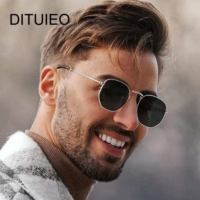Classic Hexagonal Sunglasses For Men Vintage Metal Frame Shades_voghion.com