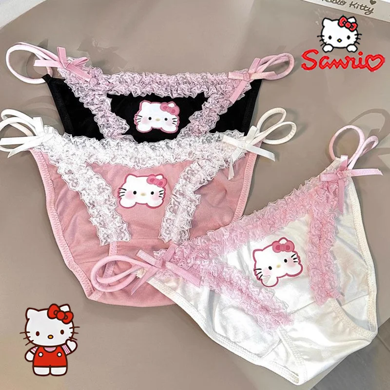 

Sanrio Hello Kitty Lace Briefs Cartoon Sexy Woman Lace Panty Y2K Creative Sweet Girl Low Waist Hip Lifting Briefs Birthday Gifts