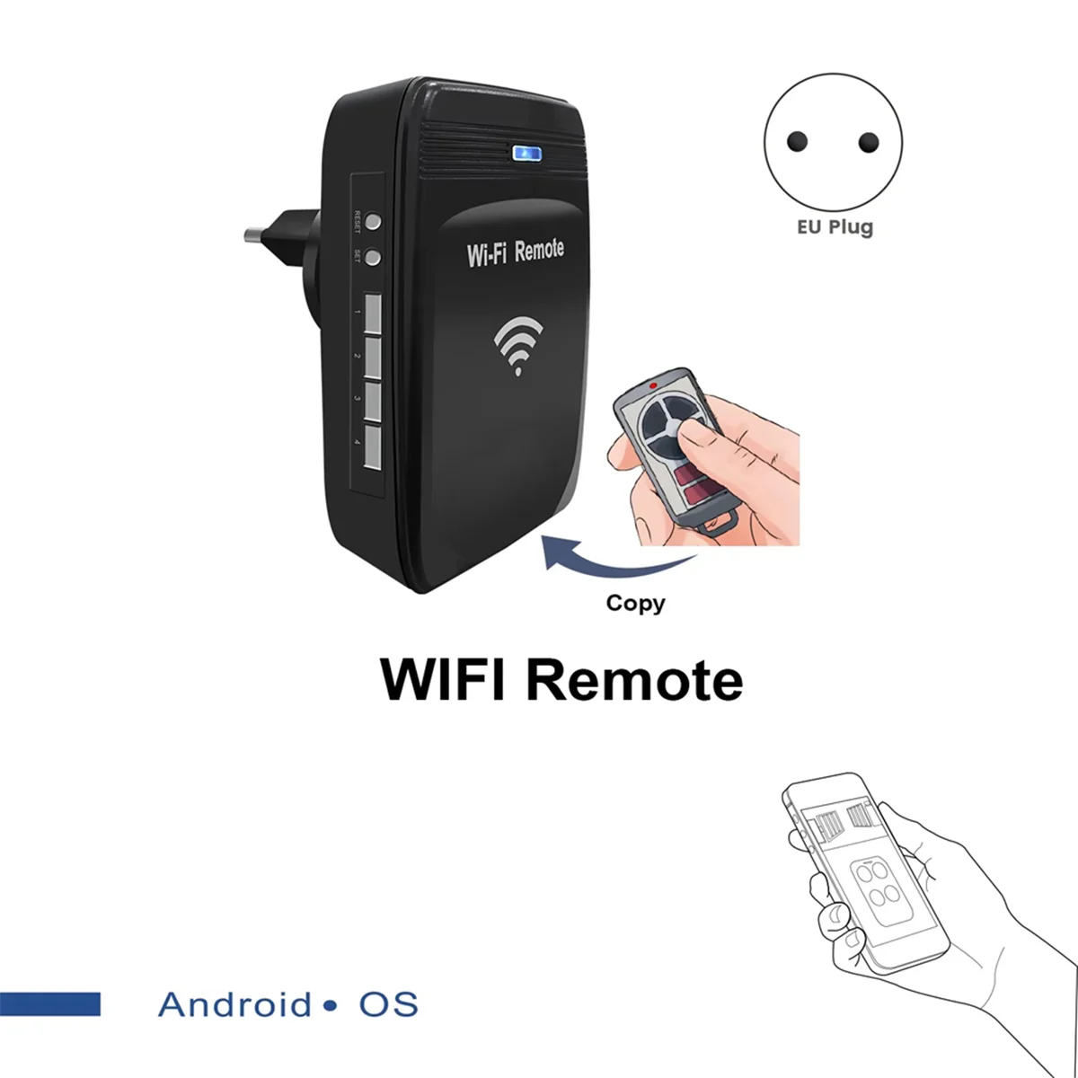 ABIY-New WiFi 280MHz-868MHz WiFi to RF Converter Fixed Code and Rolling Code Garage Door Remote Control EU-PLUG