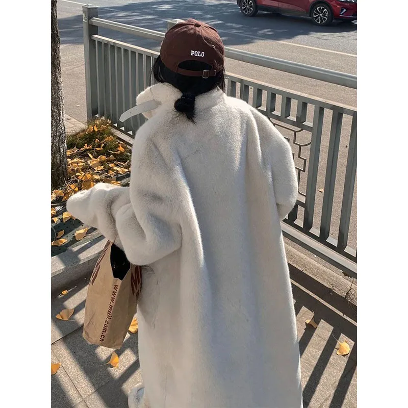 Imitation Fur Coat Women's Winter Mid Length Loose And Slim Fur Environmental Protection Mink Fur Fur Buckle Mink Fur Coat Trend
