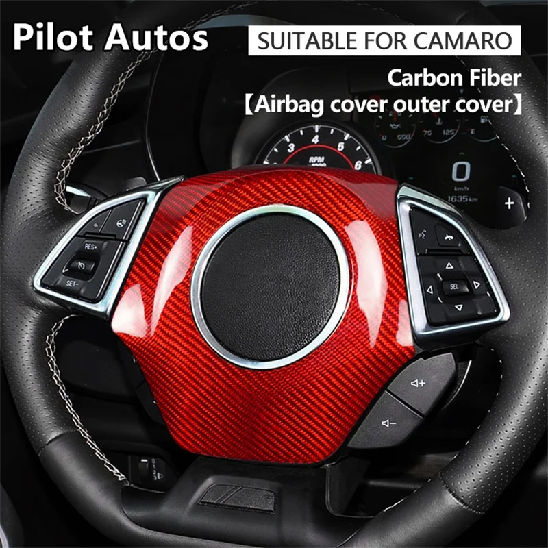 

2016-2024 For Chevrolet Camaro Steering Wheel Logo Cover AIRBAG Case Genuine Carbon Fiber Sticker Car Interior Decoration
