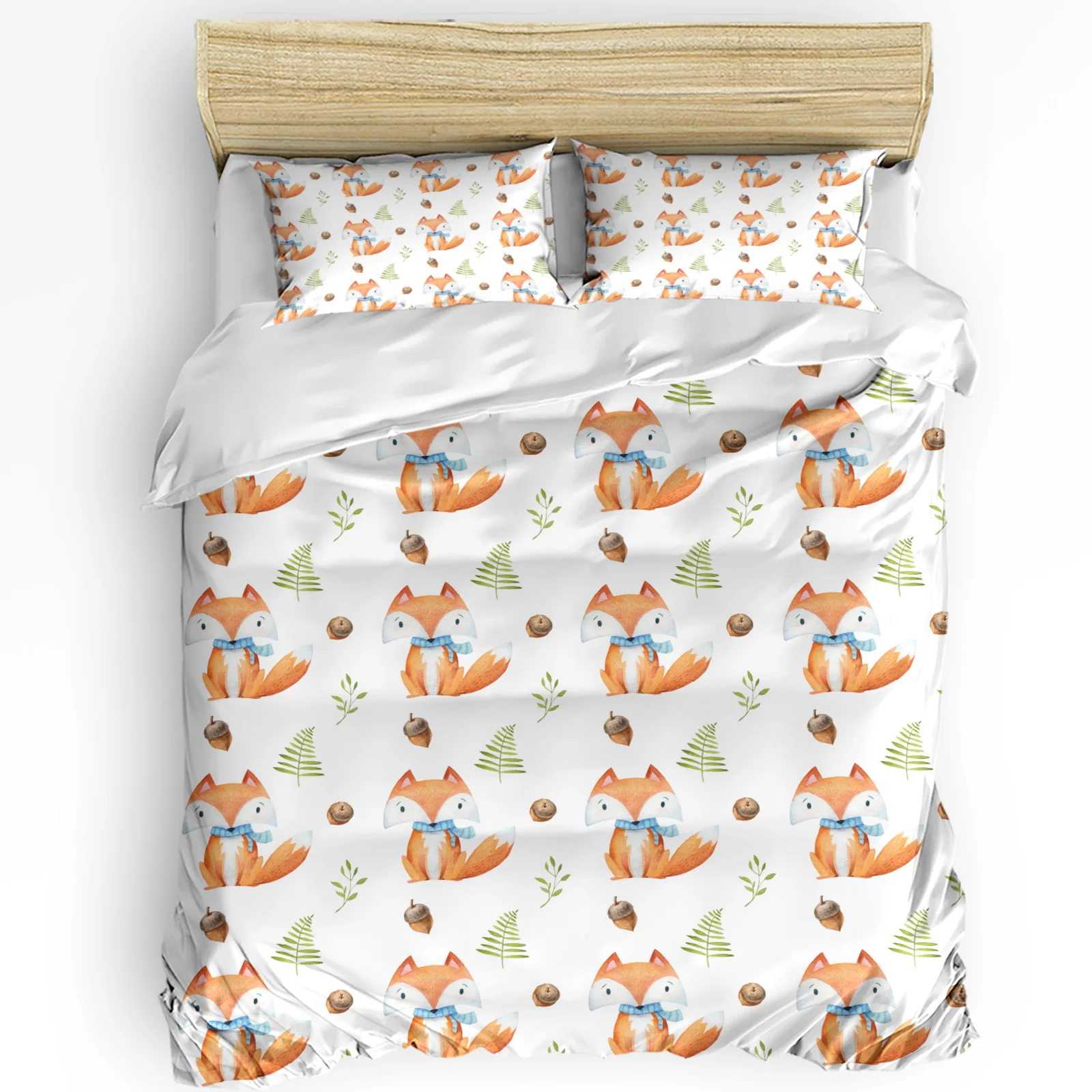 

Little Fox Pinecone Cartoon Bedding Set 3pcs Duvet Cover Pillowcase Kids Adult Quilt Cover Double Bed Set Home Textile