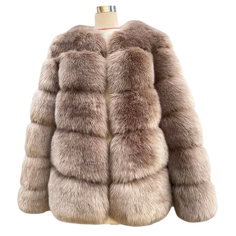 Fur New Patchwork Fur Coat for Women's Winter Fox Fur Style Commuting Fur Coat