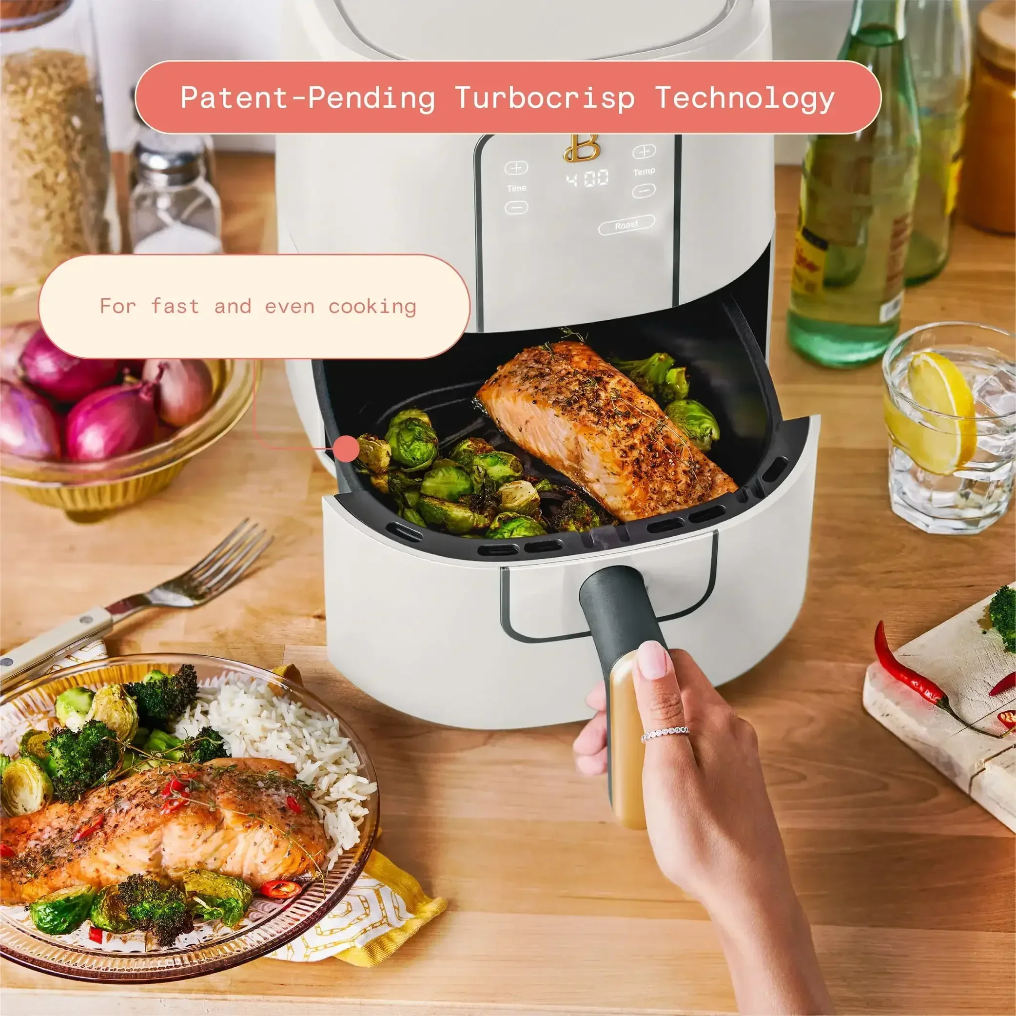 3quart Touch-screen Display Air Fryer with Adjustable Temperature Compact Space-saving 4 Preset Functions images - 6