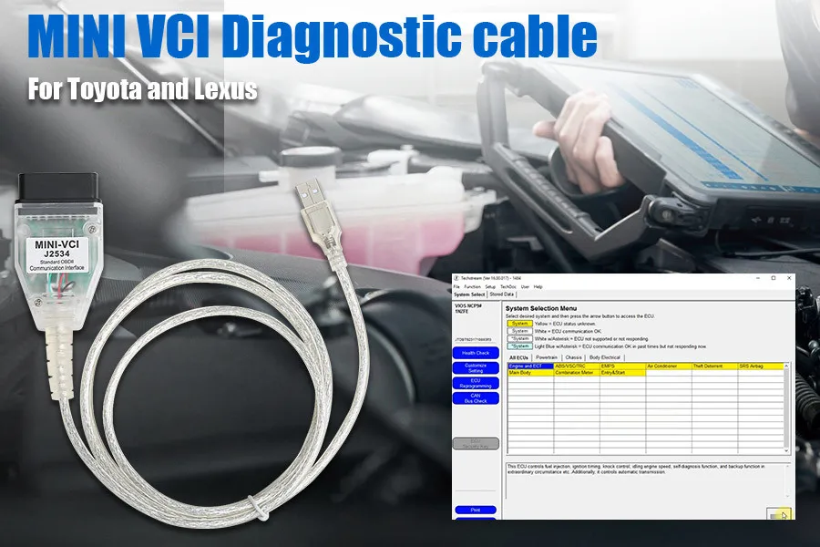 thumbnail image 2 of PARANNIC Mini VCI J2534 Cable V18.00.008 – OBD2 Adapter For Toyota TIS Techstream, Diagnostics & Programming, Win 7/10 2 of 10