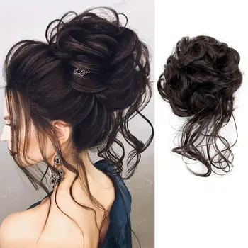 Chignon Sintetico Ricci per Donna - Parrucca per Acconciature Veloci, Quotidiane, Feste e Matrimoni - Accessorio per Capelli Facile da Stilizzare