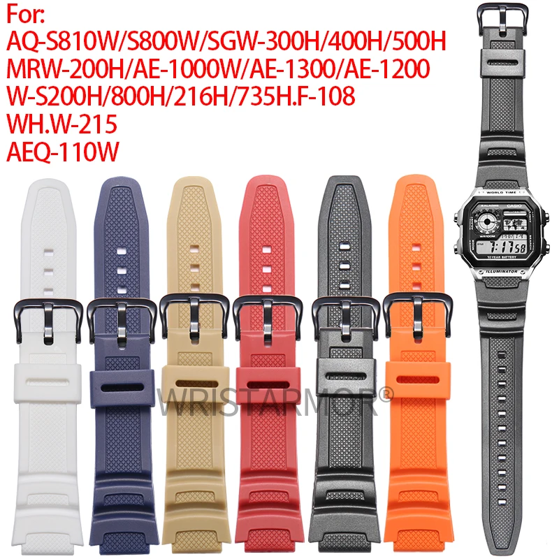 

Resin Rubber Watchband Suitable for Casio AE1000W AE1200 AQ-S810 W F-108WH Men Outdoor Sports Waterproof Strap Watch Accessories