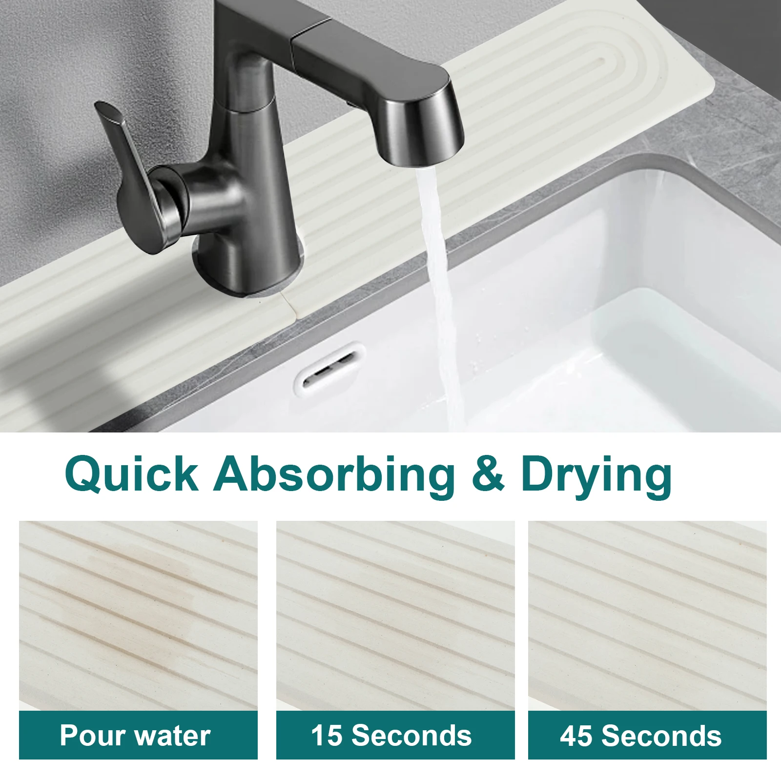 Faucet Mat for Kitchen Sink Water Absorbent Stone Sink Tray Fast Drying Faucet Splash Mat Diatomite Stylish