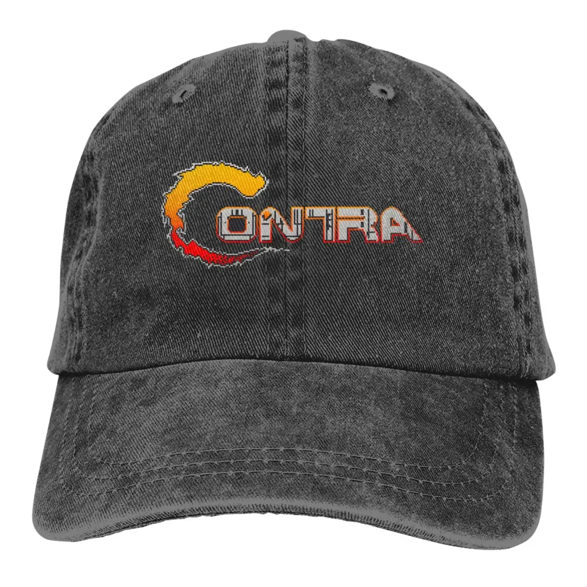

Retro Contra-Logo Baseball Caps Unisex Distressed Denim Snapback Hat Outdoor Activities Gift Hats Cap