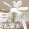 20.5in Ceiling Fan Light with Remote, 40W Socket Fan with LED, E27 Cordless Screw Electric Fan for Kitchen, Bedroom, Small Rooms 1