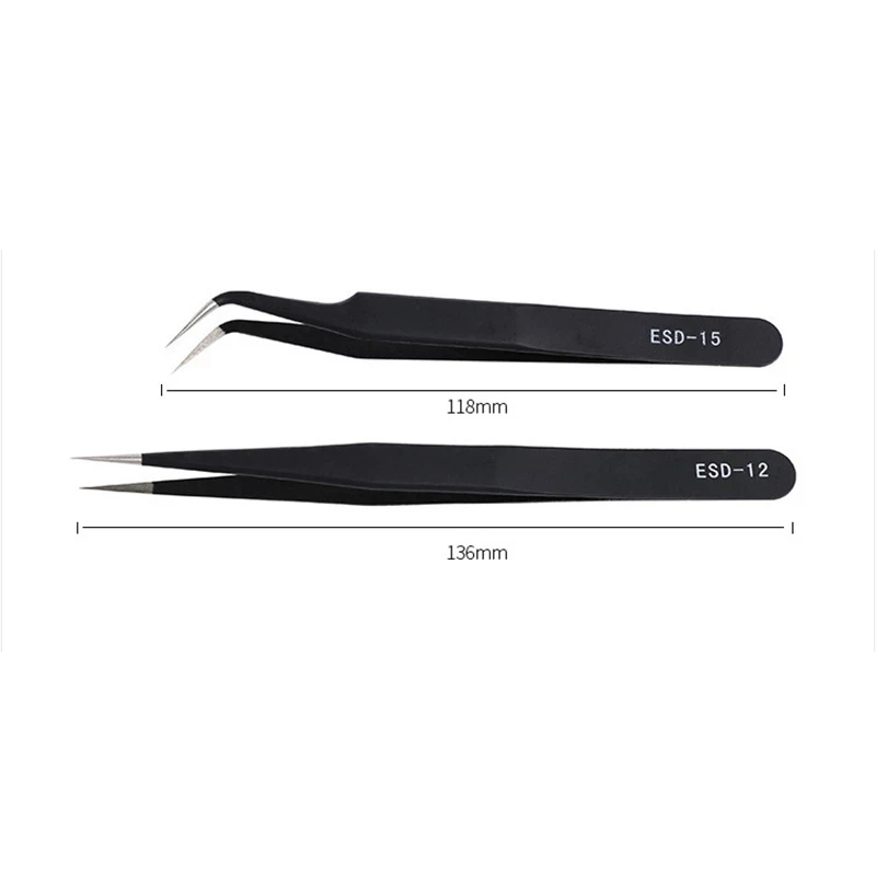 Rhinestone Tweezer Professional Stainless Straight Curved Glitters Eyelash Nail Decoration Picking Tool eyelash tweezers nail art tweezers 2pcs