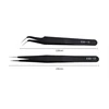 2pcs a Set Rhinestone Tweezer Professional Stainless Straight Curved Antioxidant Glitters Eyelash Nail Decoration Picking Tool 2