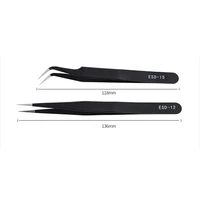 2pcs a Set Rhinestone Tweezer Professional Stainless Straight Curved Antioxidant Glitters Eyelash Nail Decoration Picking Tool 2