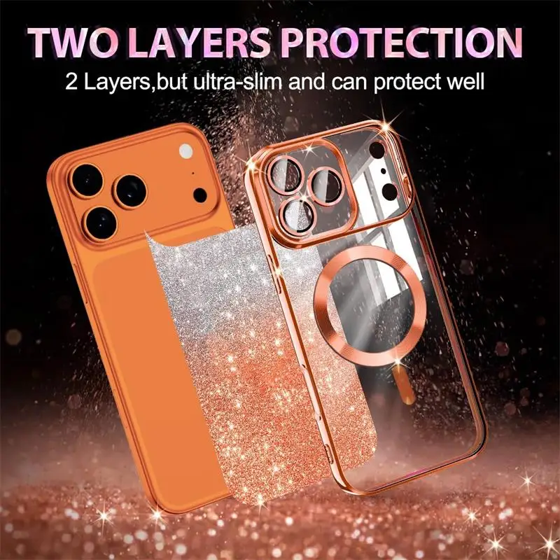 Luxury Glitter Cove Silicone Soft Bumper Magnetic Wireless Case