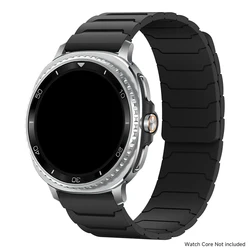 Premium Magnetic Silicone Watch Band - Durable and Stylish Replacement Strap - Watch 8 Classic 46mm (Black silver)