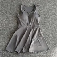 Tennis Skirt Casual Half Zipper Sports Fitness Dress Anti-Running High Waist Slim Golf Yoga Dress - Image 4