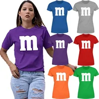 Letter M Halloween Costumes T-Shirt M Chocolate Candy Halloween Team Costume Women Ropa Plus Size Mujer Top Short Sleeve Blouses 1