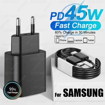 PD 45W USB C Charger Super Fast Charging Adapter For Samsung Galaxy S24 S23 S22 Ultra A54 A15 A55 5G Phone Charger Type C Cable 1