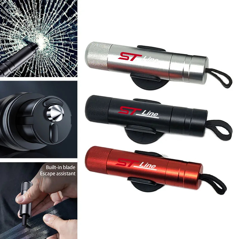 3D Metal St Line Car Safety Hammer Auto Window Breaker Seat Belt Cutter Car Rescue Per Ford St Focus X 2 3 Kuga Fiesta Mondeo