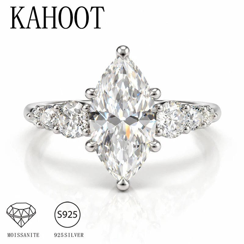 Ein 925er Silberring mit 3 Karat Horse-Eye-Moissanit, speziell geformt, modischer klassischer Ring für Männer und Frauen, Paarring, Ehering.