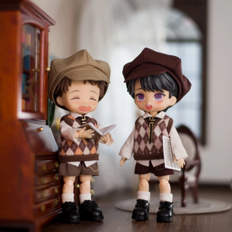 Ob11 Doll Clothes English Style Student Uniform Doll Diamond Plaid Vest Suit Doll Shorts For Molly Gsc Ymy P9 P10 Body Uf Doll 3