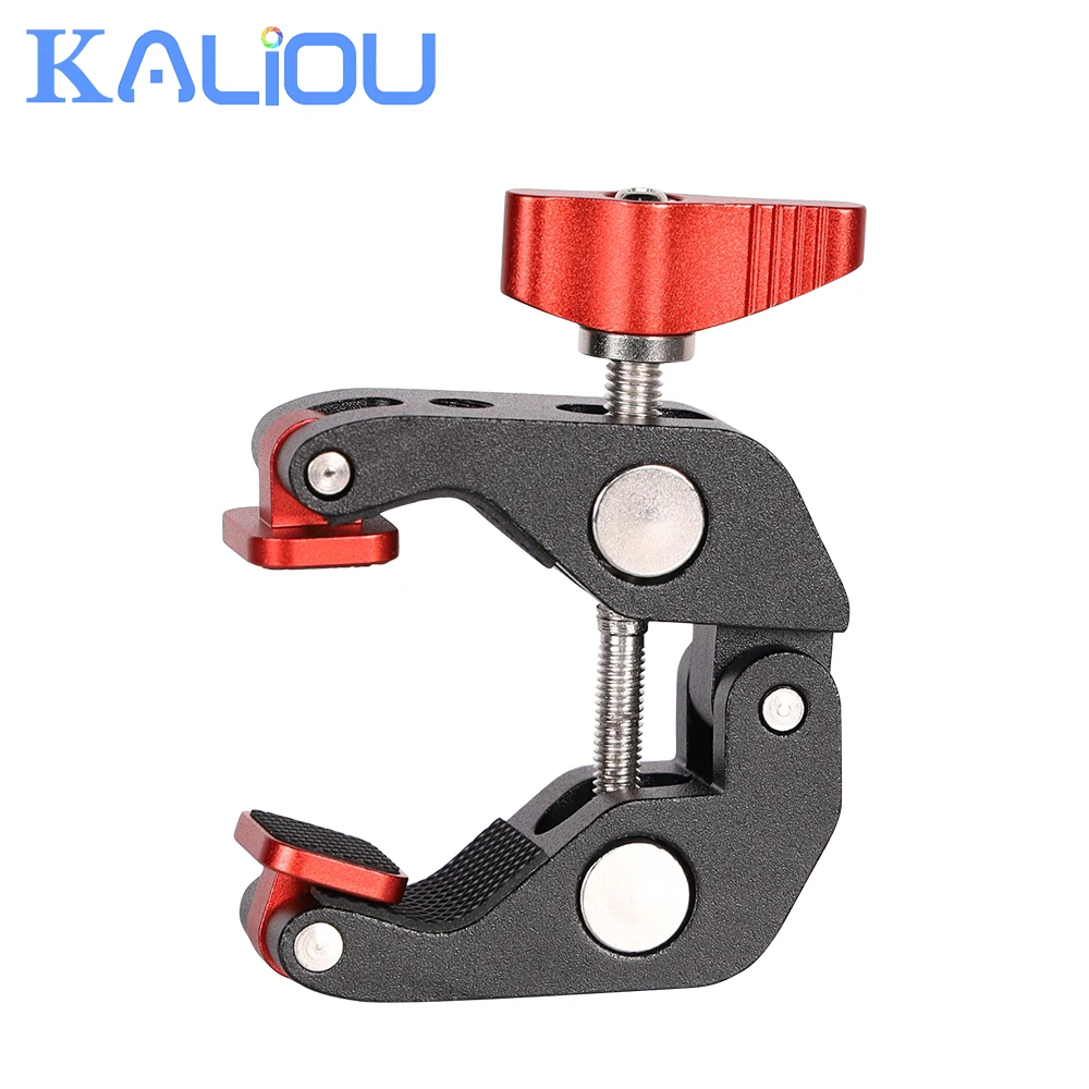 Multifunctional Super Clamp with 1/4" Thread, Tripod Clamp Mount for Camera, Phone, LCD/DV Monitor, Fill lights, Crab-Shaped Cla
