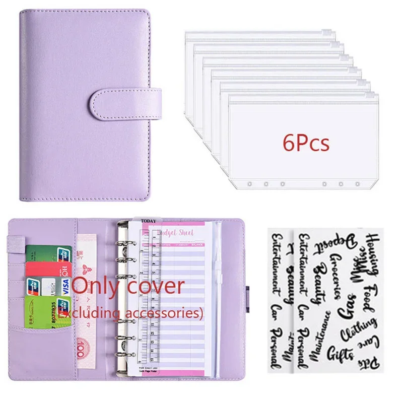 Budget Binder Notebook A6 PU Leather Planner With Clear Zipper