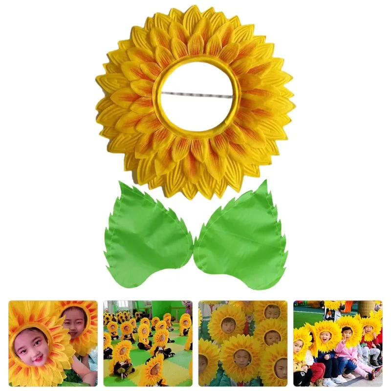 Sunflower Head Set 1set Children Dance Show Face Games Opening Ceremony Entrance Props Sun Face Set Cosplay sunflower head set