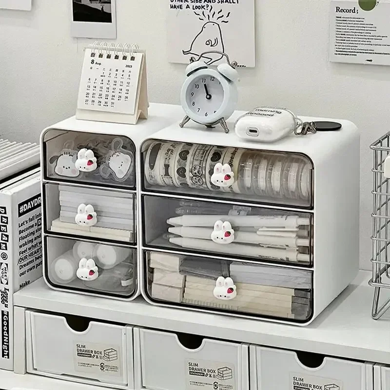 Multi-Layer Desktop Drawer Box Desk Pen Holder Hair Accessories Storage Shelf Cosmetic Stationery Storage Box Home School