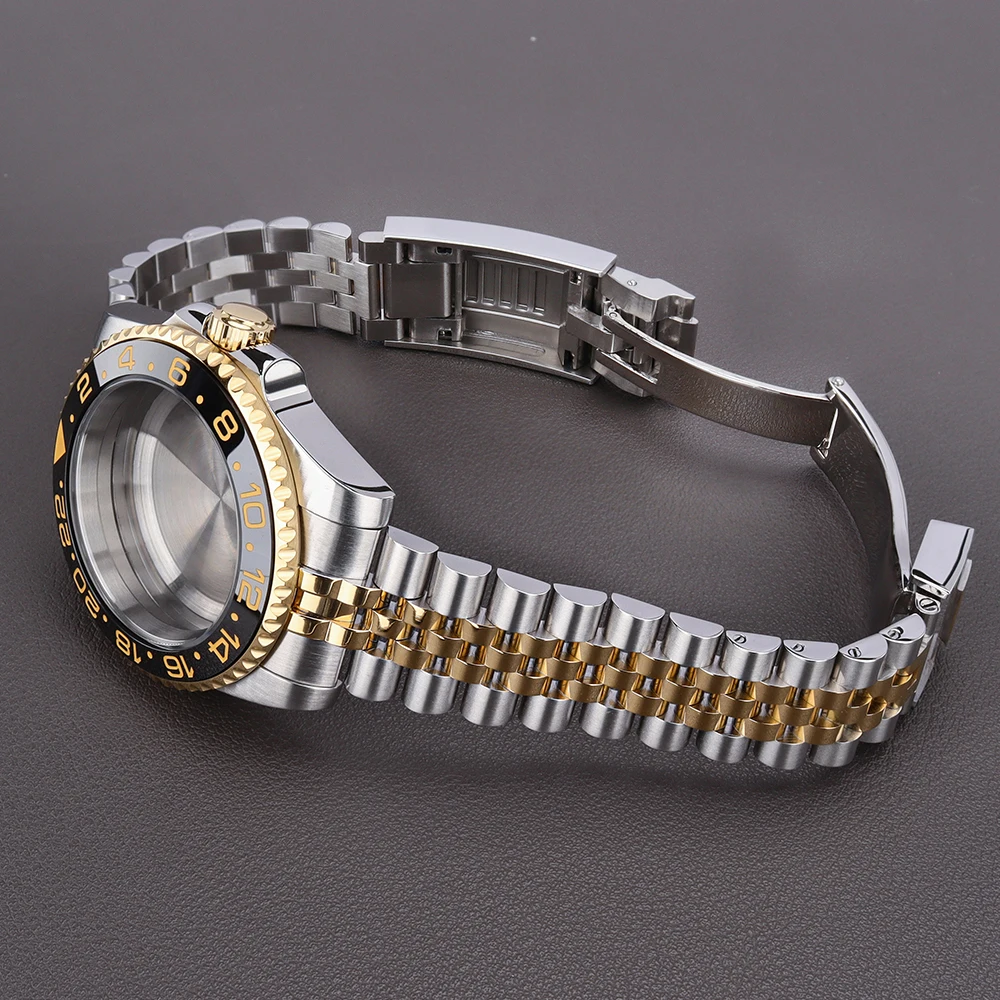 40mm für NH35 NH36 NH34 7S26 Uhrwerk Grünes Submariner-Stil Uhrengehäuse-Set mit Keramik-Lünette & Saphirglas Uhrenzubehör – Detail 4