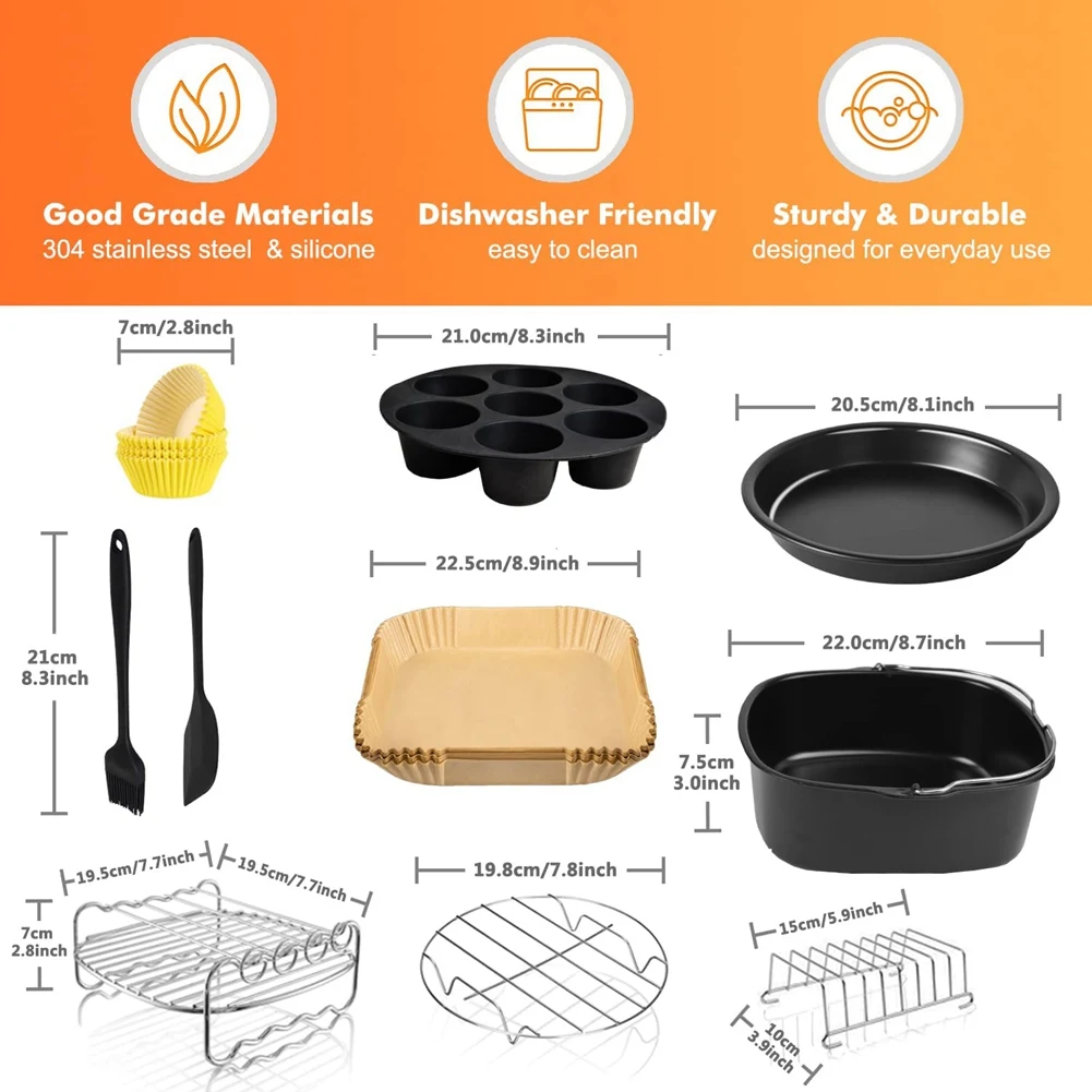 Air Fryer Accessories For Cosori Instant Vortex Ninja Gourmia Power Xl Air  Fryer,with Cake Pan,pizza Pan,air Fryer Liner - Electric Deep Fryer Parts -  AliExpress
