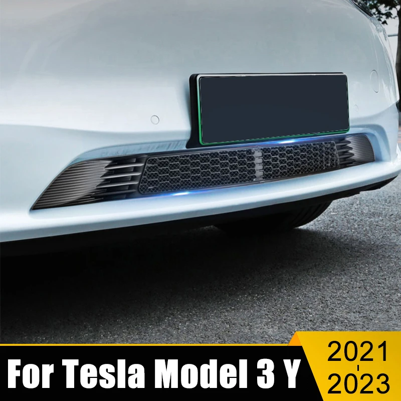

ABS Plastic Car Front Grill Grille Decorative Cover Case Frame Trim Strip Sticker Accessories For Tesla Model 3 Y 2021 2022 2023