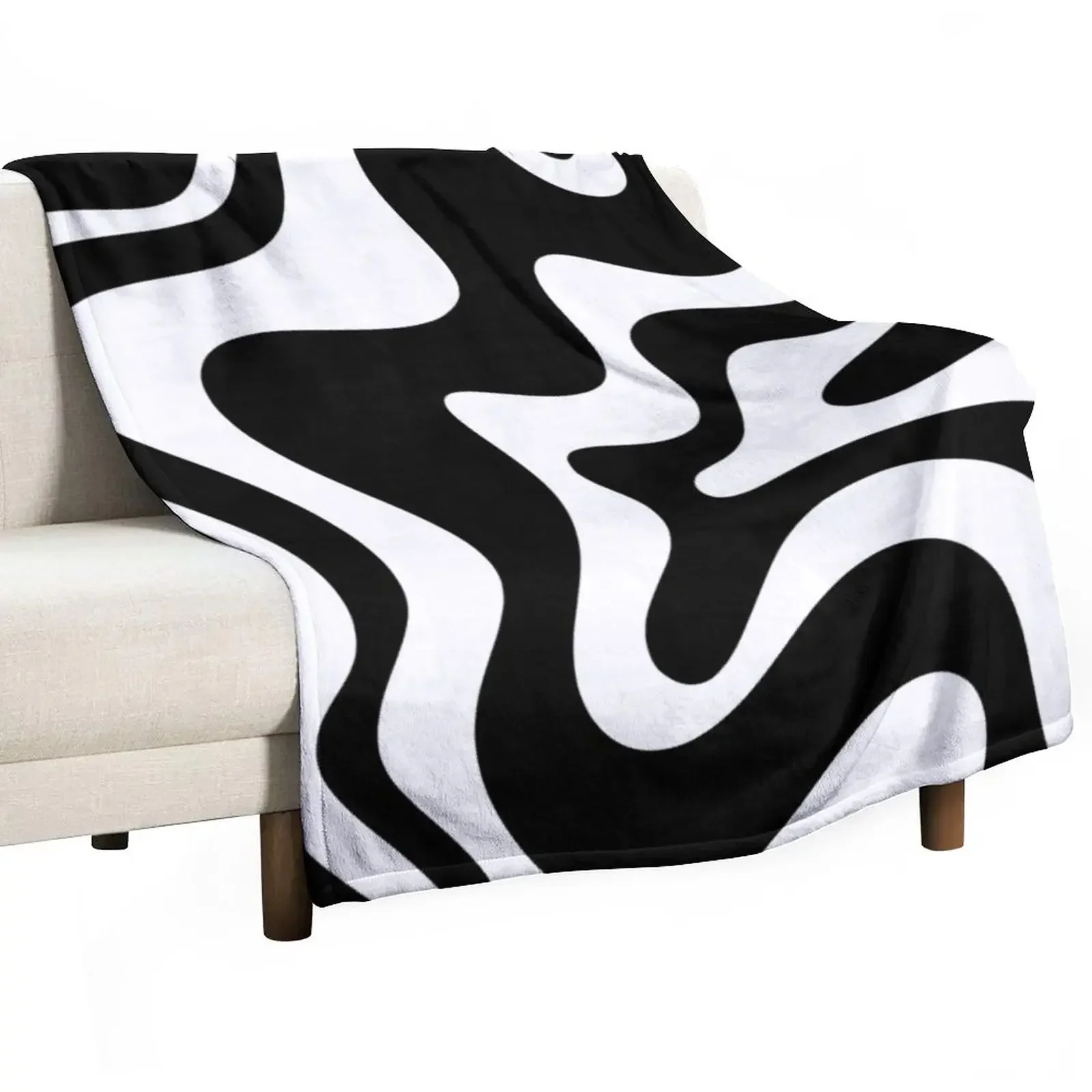 

Liquid Swirl Retro Abstract Pattern in Black and White Throw Blanket Single Soft Plush Plaid Multi-Purpose Blankets