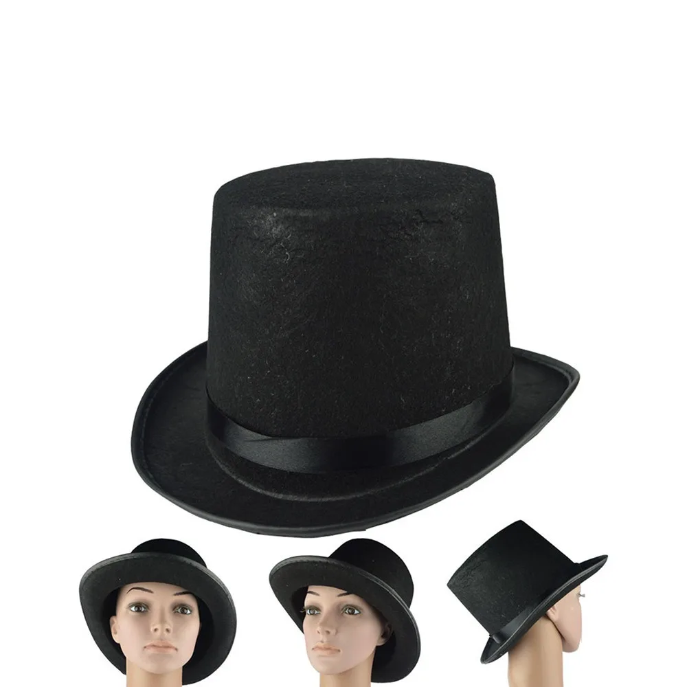 Fabric Black Top Hat Deluxe Costume Accessory Elegant Magician Hat Dark Collapsible Gentleman Cap Party