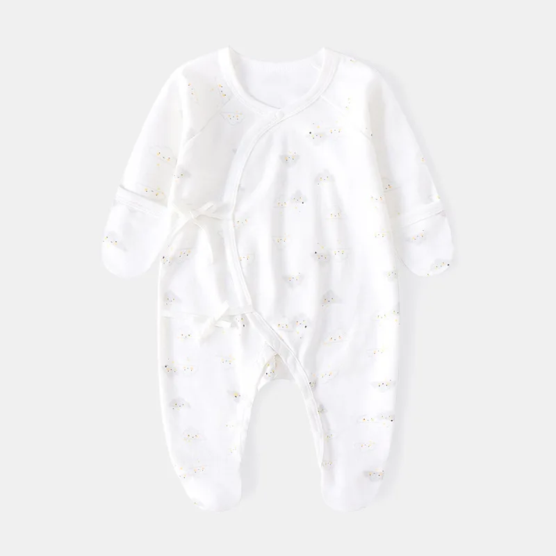 Newborn Jumpsuit Baby Boys Girls Cotton Rompers Infant With Anti-Scratch Glove Boneless Sewing Clothes 0-6 Month