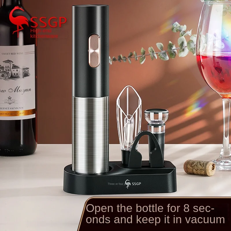 

Electric Wine Opener with Stand Holder for Beer Bottle Opener Foil Cutter Kitchen Automatic Corkscrew Wine Openers Bar