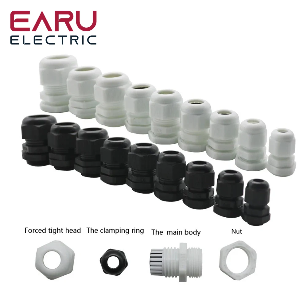 10PCS Waterproof Cable Gland Cable Entry IP68 PG7 PG9 PG11 PG13.5 PG16 PG19 PG21 PG25 Nylon Plastic Connector