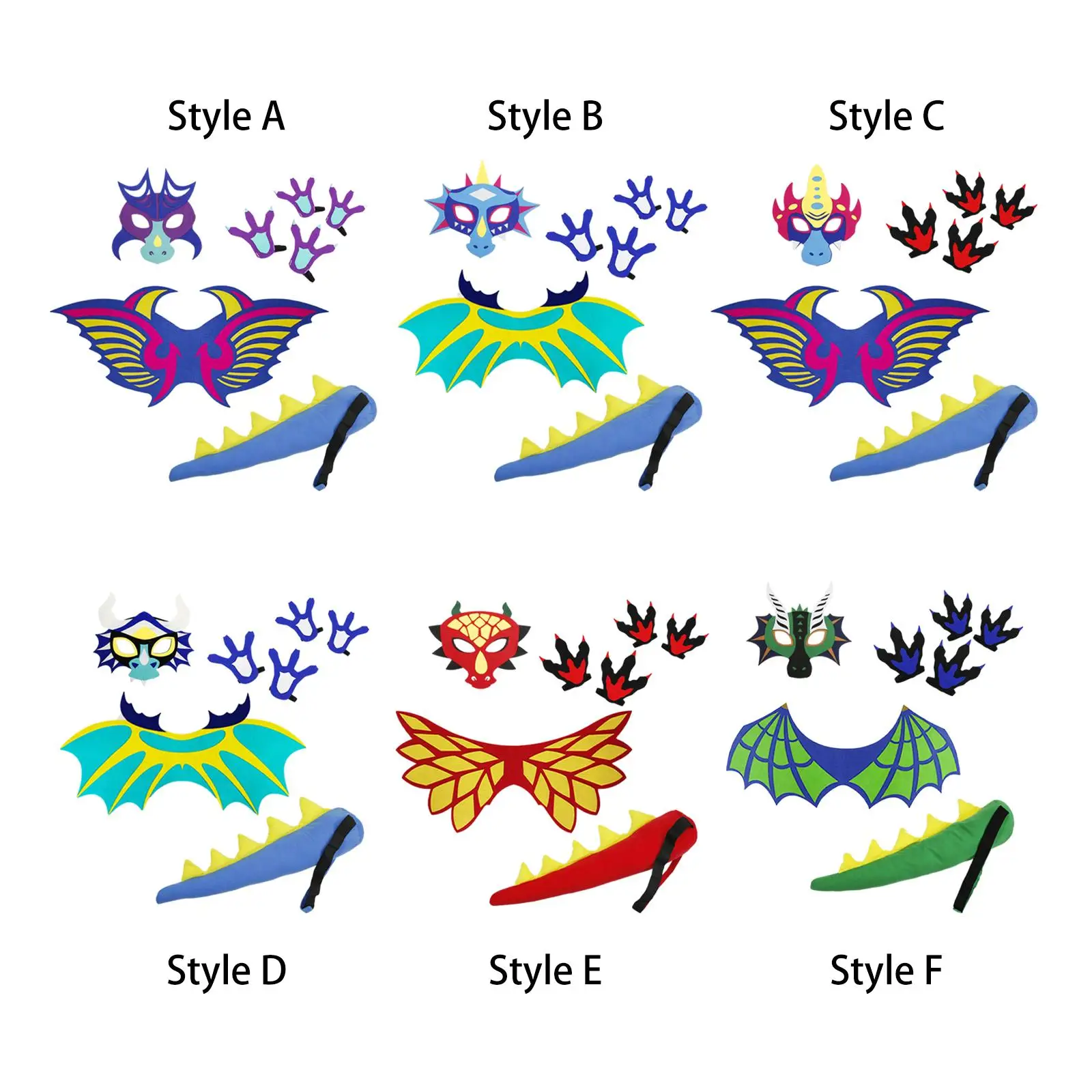 

Dinosaur Mask Wing Tail Sole Palm Set Kids Dinosaur Costume for Clubs Gift