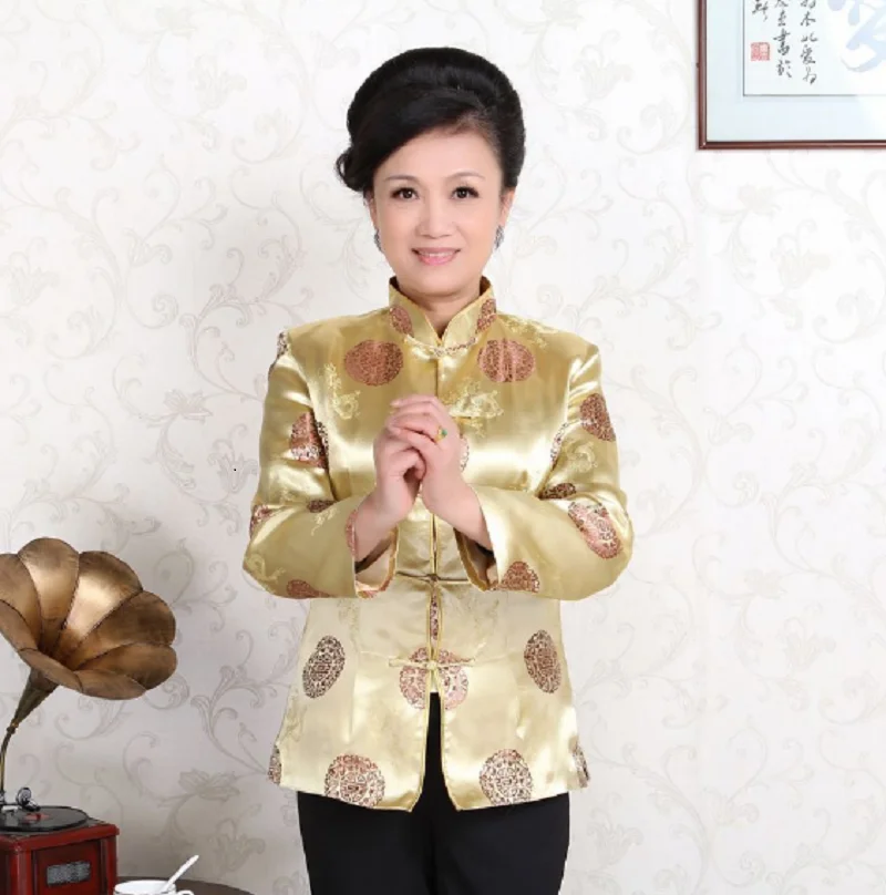 Tang Suit Chinese Traditional Satin Jacket Men Women Costume New Year Clothes Hanfu Birthday Party Style Casual Coat