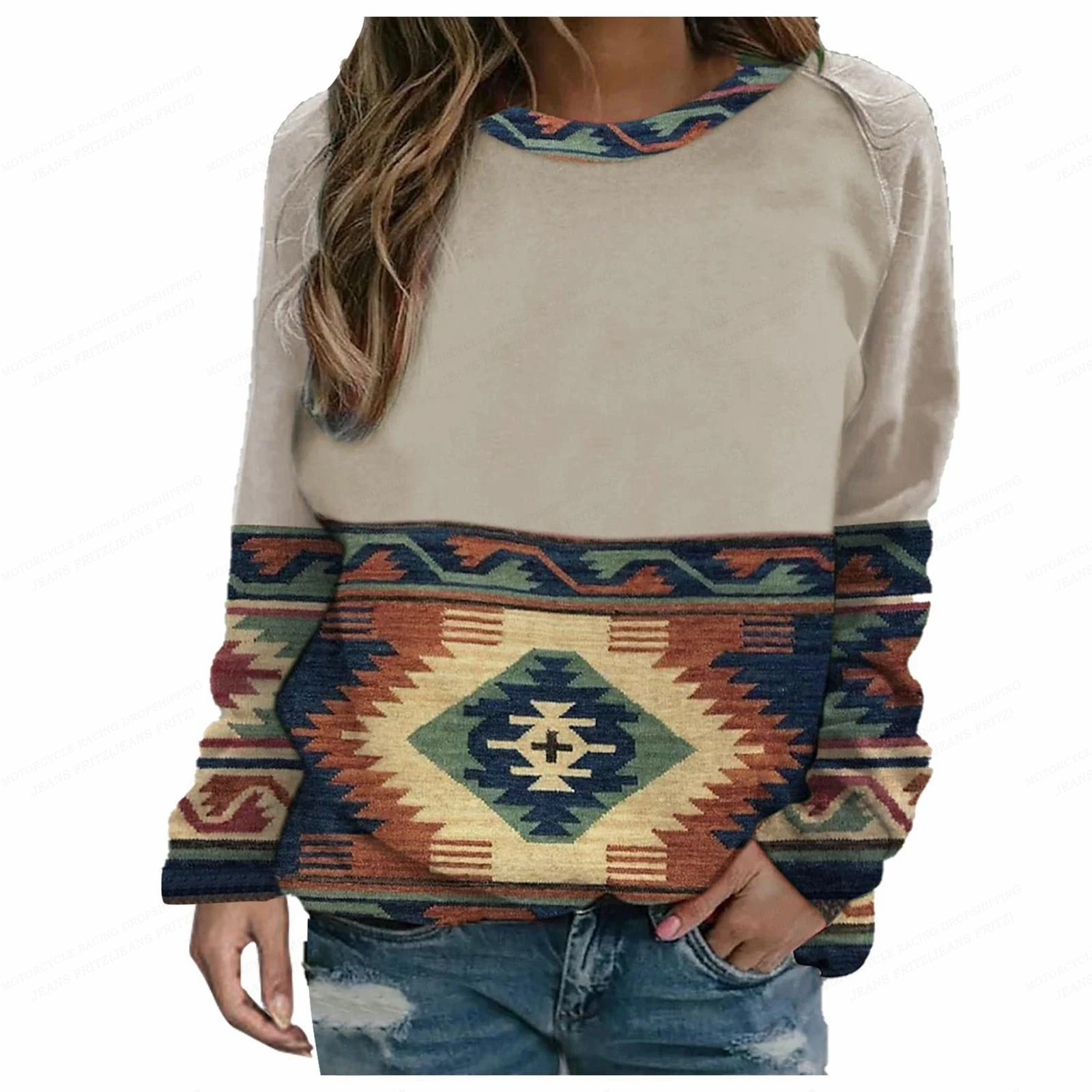 

Ethnic Hoodie Women Fashion O-Neck Hoodies Women Sweats Girl Coats Vintage Hoodies Sweatshirts Women's Clothing Y2k Clothing