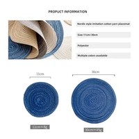 4pcs Round Table Mat Woven Ramie Placemats Anti Slip Dining Table Mats Non-Slip Tableware Bowl Pads Kitchen Drink Cup Coasters 6