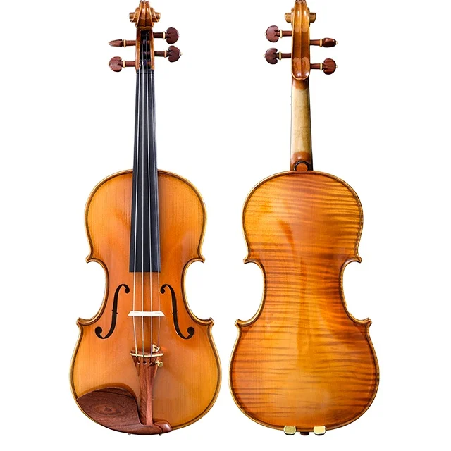 LZS 4/4-1/4 Violin Handmade German Violin Oil Varnish Solid Wood With Bow