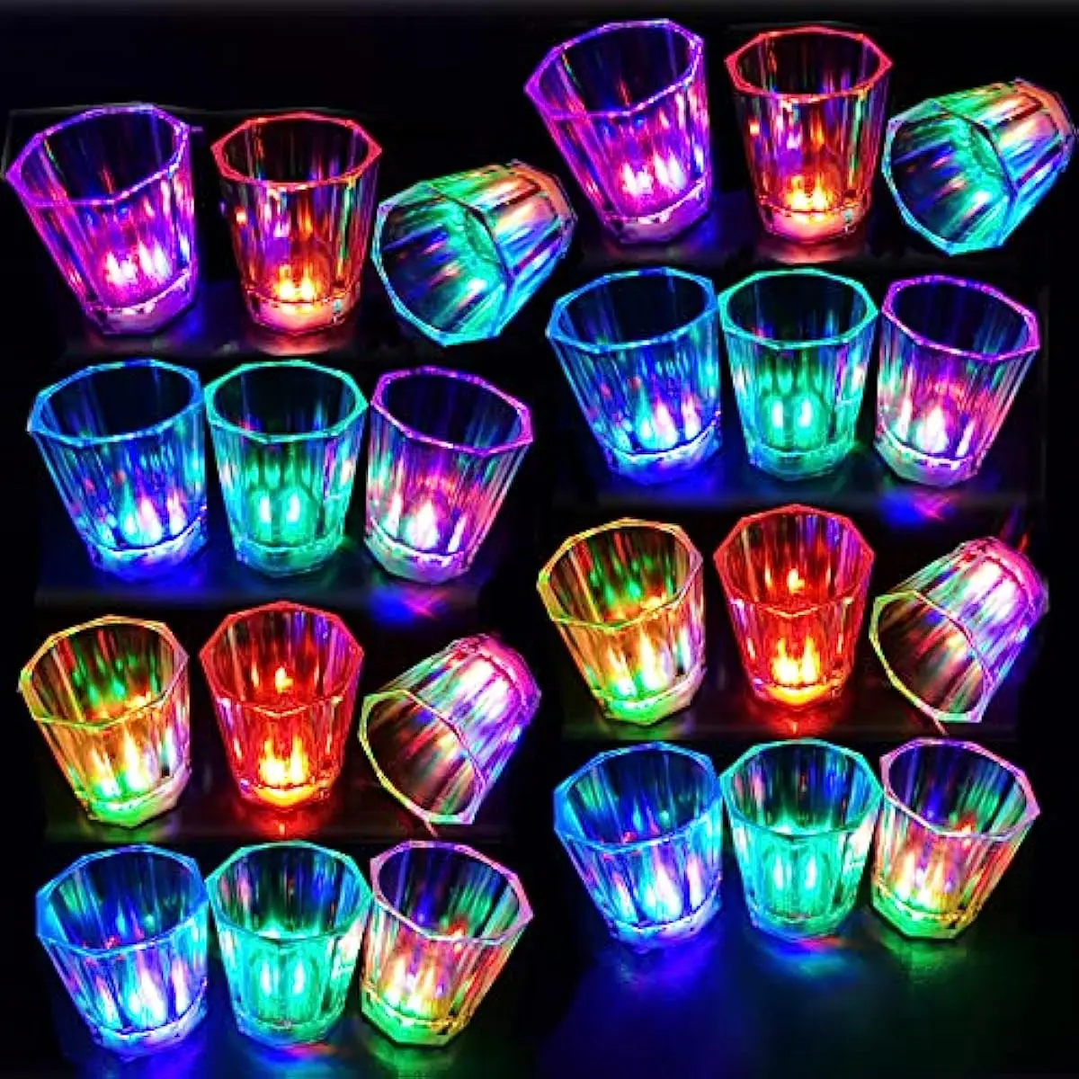61224PcsLEDGlowingGlassesCupLightUpShotCupLEDFlashDrinking