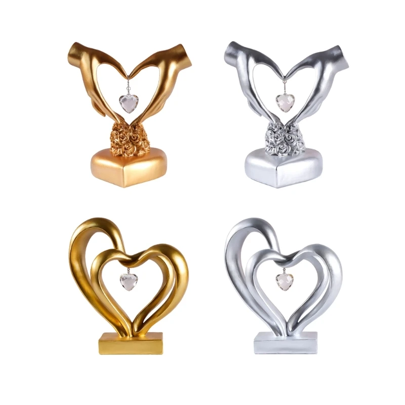 

Nordic Heart Gesture Sculpture Love Statue Figurines Eternal for Wedding Valentines Gift Desktop Home Decorations