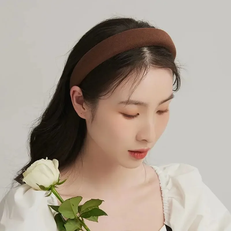 5pcs 30mm Fashion Headbands for Girls Women Padded Fabric Hair Bands Ivory Brown Black Hair Hoops For Daily
